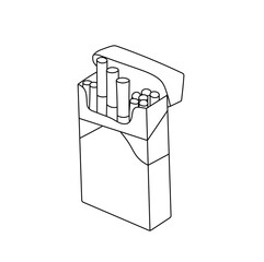 Wall Mural - vector isolated one single open pack of cigarettes colorless black and white contour line easy drawi