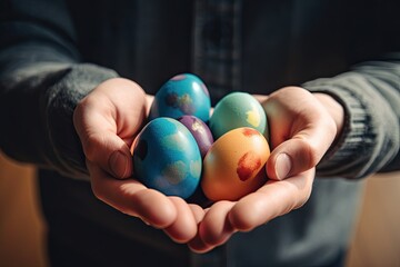 Wall Mural - Hands holding Easter eggs