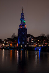 Sticker - The Montelbaan tower in Amsterdam Netherlands at night