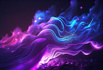 Wall Mural - Technology network background. Global Big Data and Cybersecurity. Transfer and storage of data sets, blockchain. Abstract connected waves and lines network background. glowing and abstract waves.