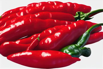 Sticker - Bright red appetizing jalapeno pepper pods as delicious ingredient for seasoning dishes, created with generative ai