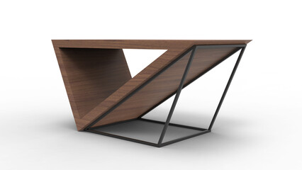 Wall Mural - wooden table angle view with shadow 3d render