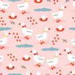 Seamless geese pattern. Geese background vector illustration.