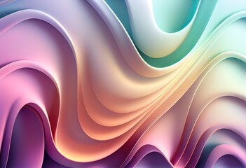 Pastel Rainbow Wavy Background. 3D abstract background with paper cut waves and shapes design layout for business presentations,