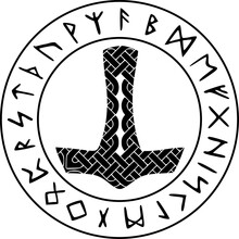 Wikinger Symbol: Runenkreis Mit Thors Hammer Mit Muster