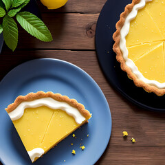 Wall Mural - homemade delicious lemon tart pie, generative art by A.I.