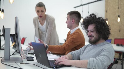 Business people working in startup coworking office