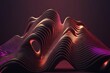 Curved and sinuous waves with three-dimensional shape in form of 3d render neon background, created with generative ai