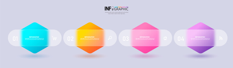 Wall Mural - Four steps business infographics template vector.	
