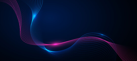 Wall Mural - Abstract blue background with flowing lines. Dynamic waves. vector illustration.