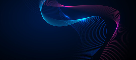 Wall Mural - Abstract blue background with flowing lines. Dynamic waves. vector illustration.