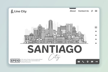 Wall Mural - Santiago, Chile architecture line skyline illustration. Linear vector cityscape with famous landmarks, city sights, design icons. Landscape with editable strokes.