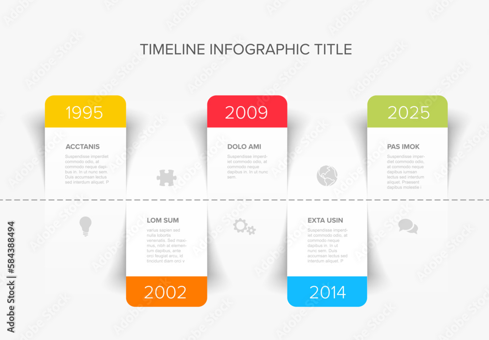 Simple horizontal infographic timeline template made from paper stripes ...