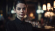 © ReisMedia - portrait of a beautiful waitress girl. generative AI