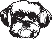 Shih Tzu Dog Face Isolated On A White Background, SVG, Vector, Illustration.	