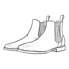 Wall Mural - Vector Sketch Chelsea Shoes. Classic Men Boots