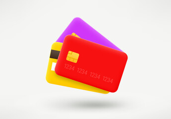 Poster - Stack of color plastic cards. 3d vector illustration
