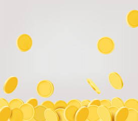 Poster - Rain of golden coins. 3d vector illustration 