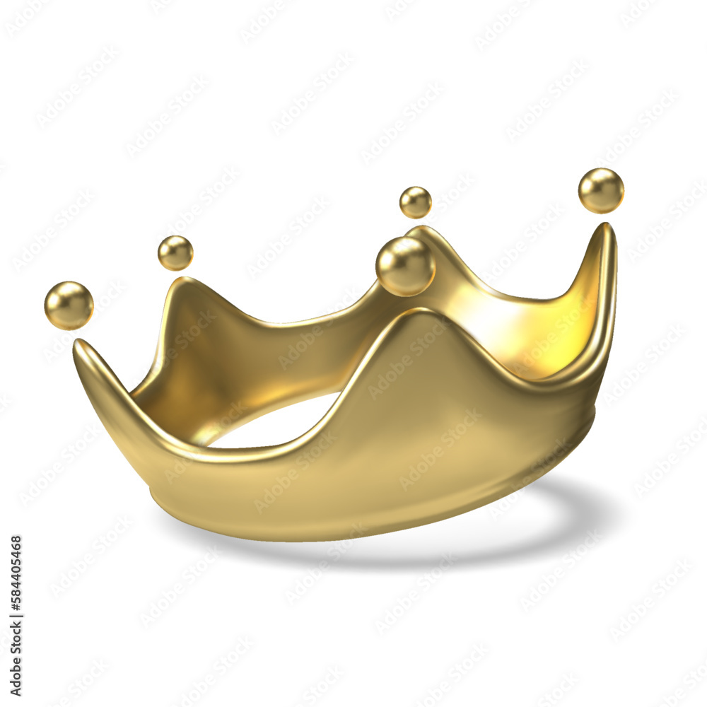 3d golden crown. realistic vector Isolated on white background Stock ...