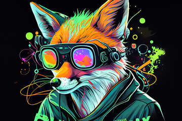 Wall Mural - Loga fox hipster. Generative AI, Generative, AI