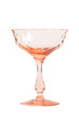 vintage pink cocktail glass, champagne coupe on white background