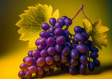 Close-up Of A Bunch Of Organic Grapes In Purple And Yellow Colors. Use This Image To Highlight The Freshness And Flavor Of Organic Produce. Generative AI