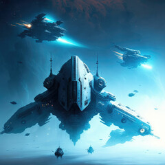 Wall Mural - Alien ship hovering motionless in the air. Unidentified flying object, alien invasion, extraterrestrial life, space travel ,made with Generative AI