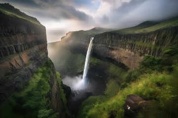 waterfall in the mountains, generative AI