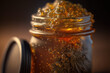 cannabis golden resin wax on jar Generative AI