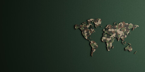 World map in brown colors on a green background
