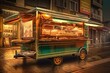 Street food trailer illustration, street food concept. Generative AI