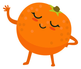 Sticker - Happy orange mascot. Cute kawaii face fruit