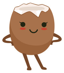 Poster - Coconut cute mascot. Happy smiling tropical character