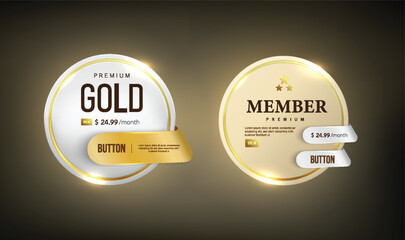 Wall Mural - Button set web glossy Gold EPS 2