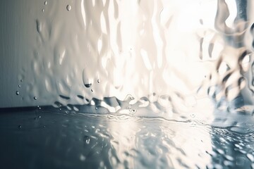  a close up of a window with rain drops on it.  generative ai