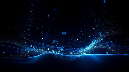 dark blue and glow particle abstract background. - generative ai. - modern, futuristic, technology, 