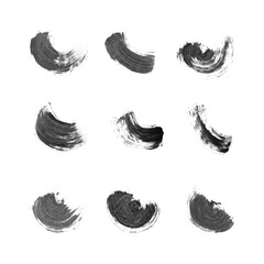 Wall Mural - abstract vector paint smears set. hand drawn design element. black ink marks on white background. gr