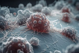 Fototapeta Panele - White blood cells attacking cancer cells, AI Generative