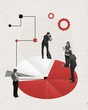 © master1305 - Project launching. Employees and managers working on project, supervising analytics and strategies. Contemporary art collage. Creative design. Concept of business, teamwork, innovations