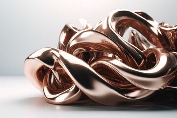 Smooth Twisted Waves of Copper and Burnished Silver on White Background: A Modern Minimalist 3D Render with Unreal Engine 5 and Studio Lighting Delicious Close-Up of Brown and Chocolate Praline: Isola