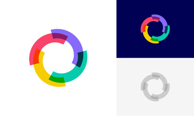 abstract circle rotation, abstract circle motion overlapping logo icon design vector