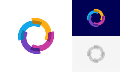 abstract circle rotation, abstract circle motion overlapping logo icon design vector