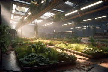 Revolutionizing Farming: A Render of Artificial Planting and Cultivation. Generative Ai