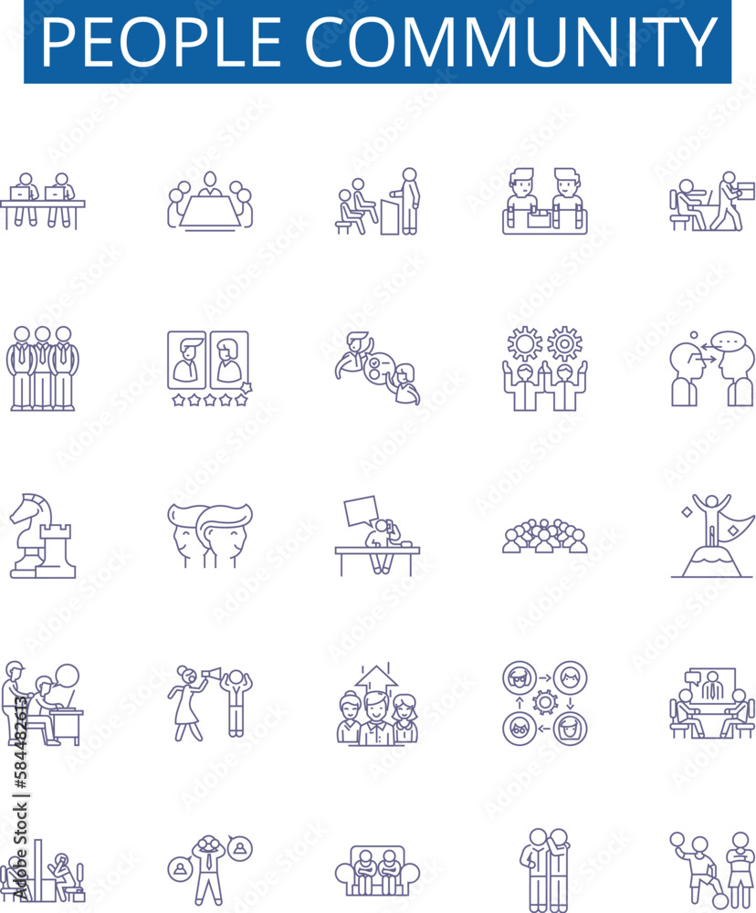 People community line icons signs set. Design collection of Community ...