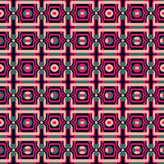 Abstract geometric seamless pattern in the style of the 1970s and 1980s. Generative Ai