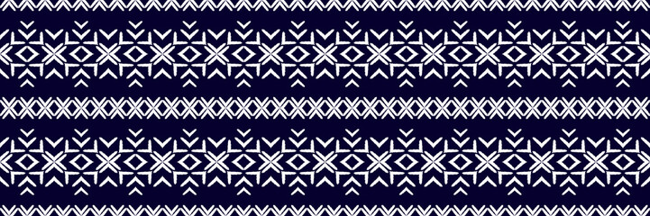 Seamless pattern, traditional ethnic pattern on blue background, Aztec abstract vector pattern