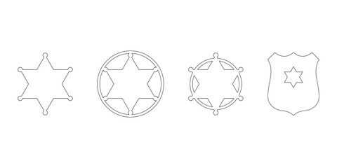 Canvas Print - sheriff badge outline icon set. clipart image isolated on white background