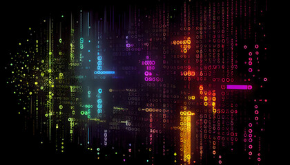 vibrant rgb neon matrix code wallpaper - futuristic data flow and technology background