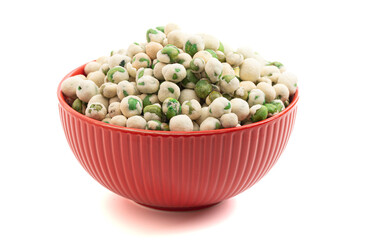 Wall Mural - Crunchy Green Wasabi Peas Isolated on a White Background