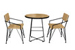 Set of modern wooden table with steel legs and chair